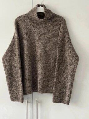 Massimo Dutti 100% Cashmere Brown Relaxed Turtleneck Sweater Size L